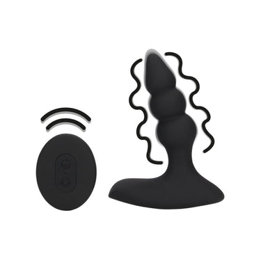 Elegant Beaded Vibrating Anal Plug with Remote Control Black, featuring 10 vibration modes and USB rechargeable design, perfect for luxury pleasure.